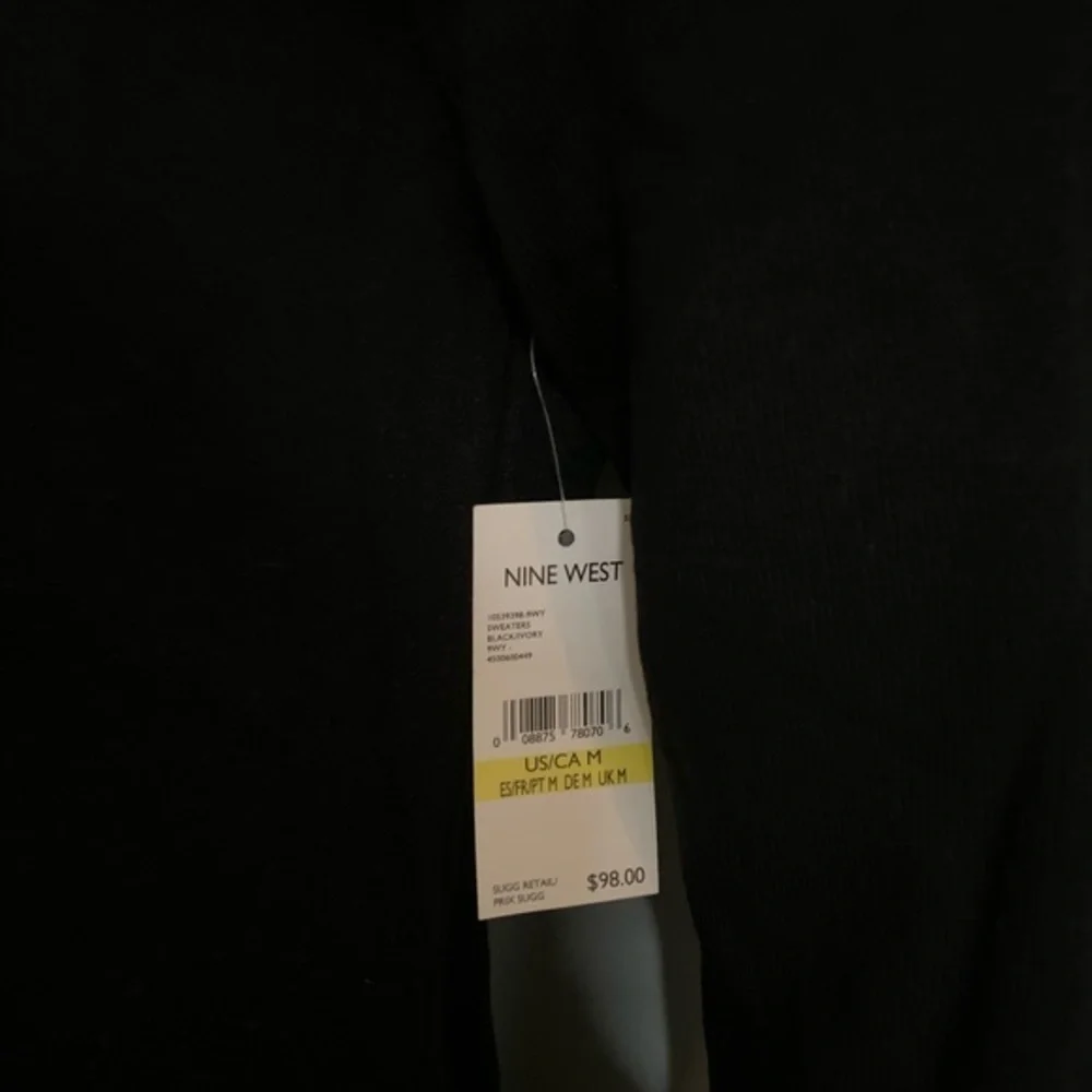 Nine‎ West Sweater Black Long Sleeve Knit Dress Size M - NEW